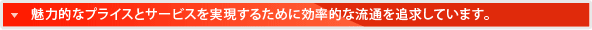 魅力的なプライスとサービスを実現するために効率的な流通を追求しています。